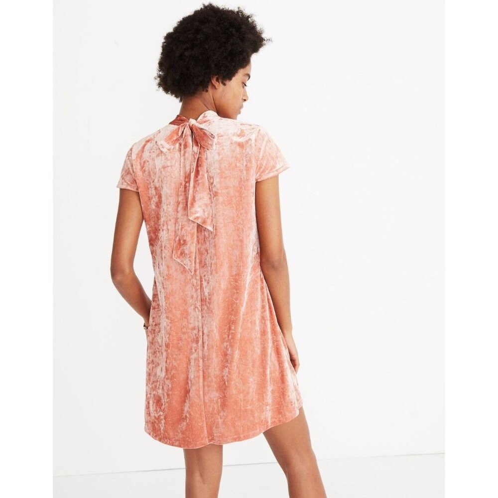 Madewell Crushed Velvet Mockneck Dress Pink Large